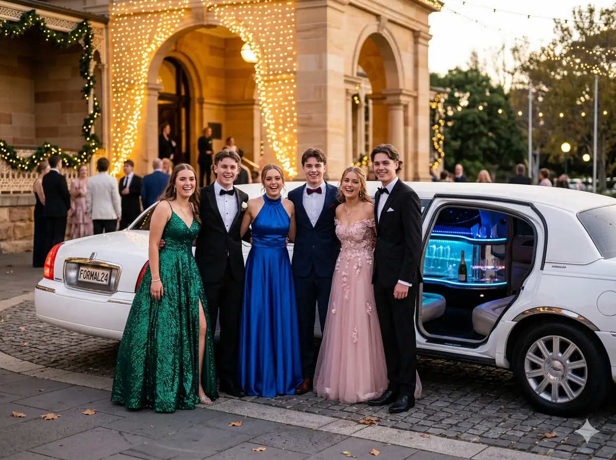 Luxury stretch limousine interior and exterior